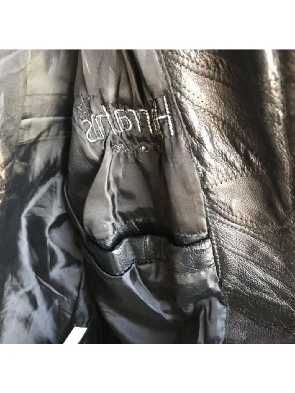 Vintage Roberto Amee Black Genuine Leather Patchwork Jacket L With Harrah,s Laug - Picture 6 of 8